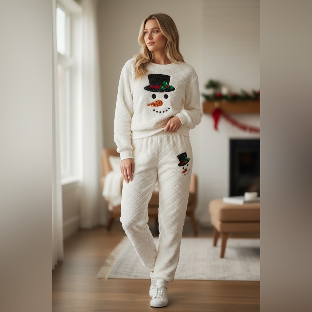 NWT Miss Chievous Snowman Women's Super Soft Pajama Set Sz M